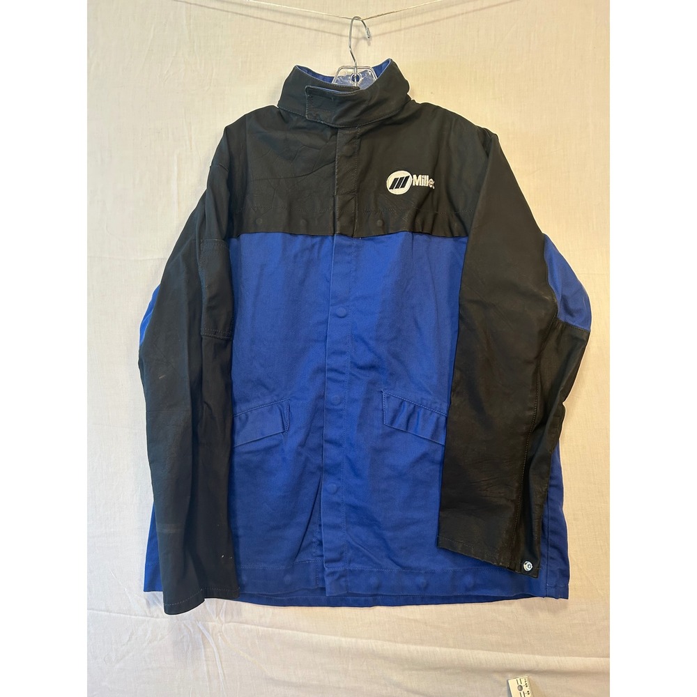 Mens XL Indura Flame Resistant Leather Welding Jacket Blue